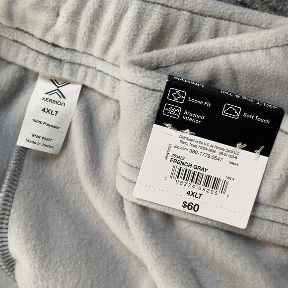 Xersion Men's Big & Tall 4XLT Fleece Jogger Pant Loost Fit Sweat Pants Gray NEW - Picture 5 of 11